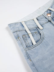 Baby Blue Denim Straight Leg Jeans