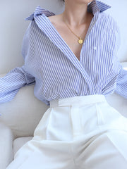 Oversized Pinstripe Button Down Shirt