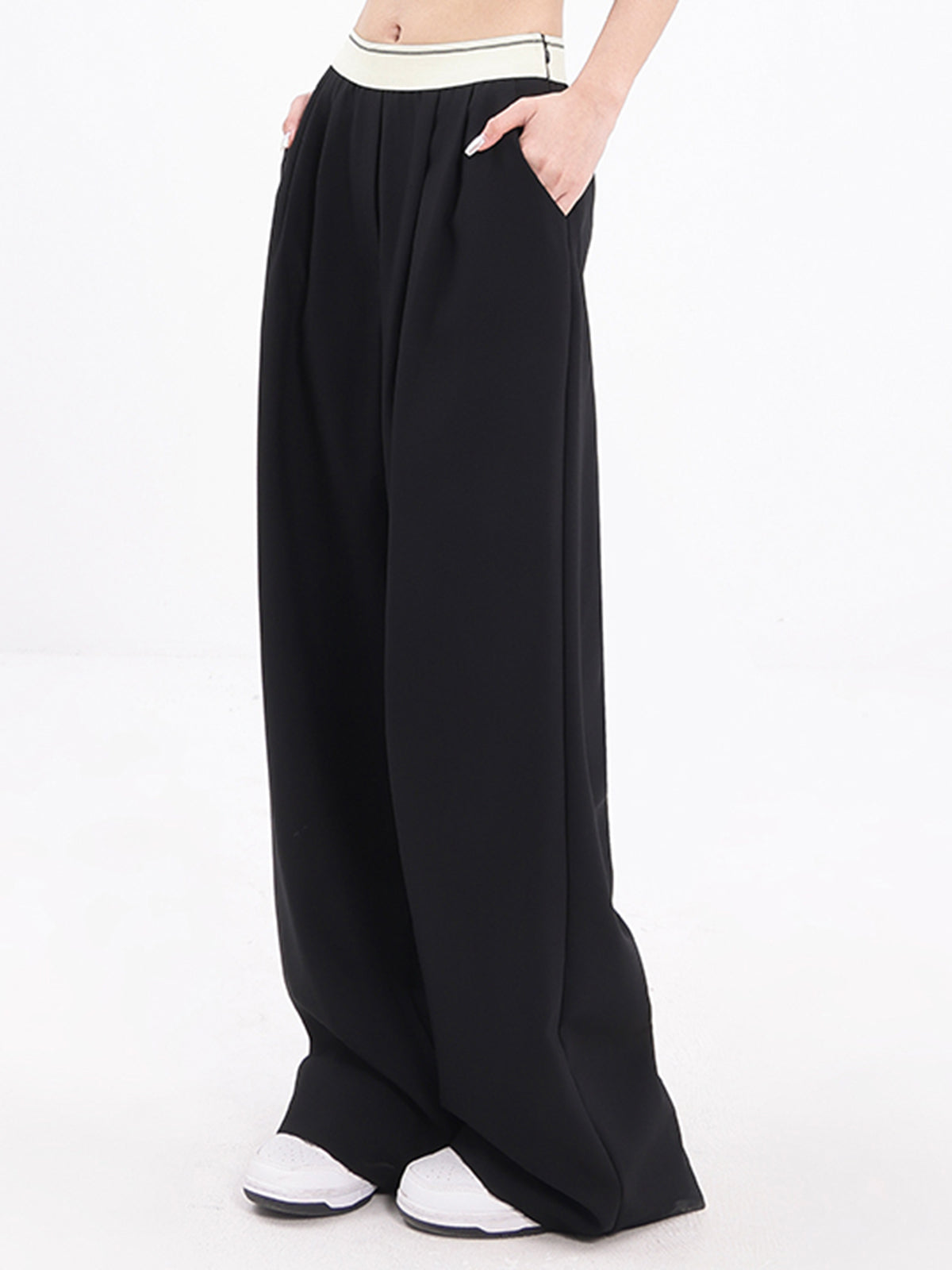 Elastic Waistband Wide Leg Pants