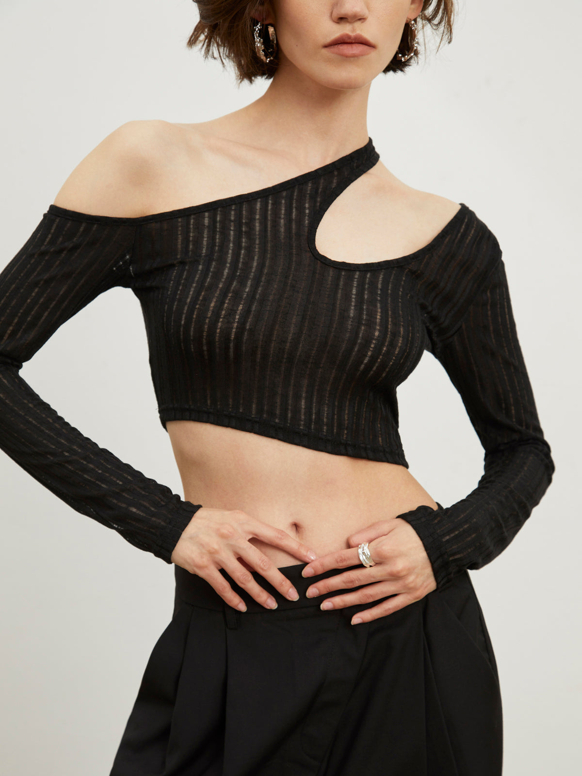 Cutout Asymmetrical Crop Top