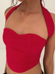 Halter Neck Contour Piping Crop Top