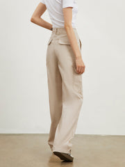 Cargo Buttoned Straight Leg Pants