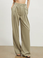 Tied Relaxed Fit Wide Leg Pants