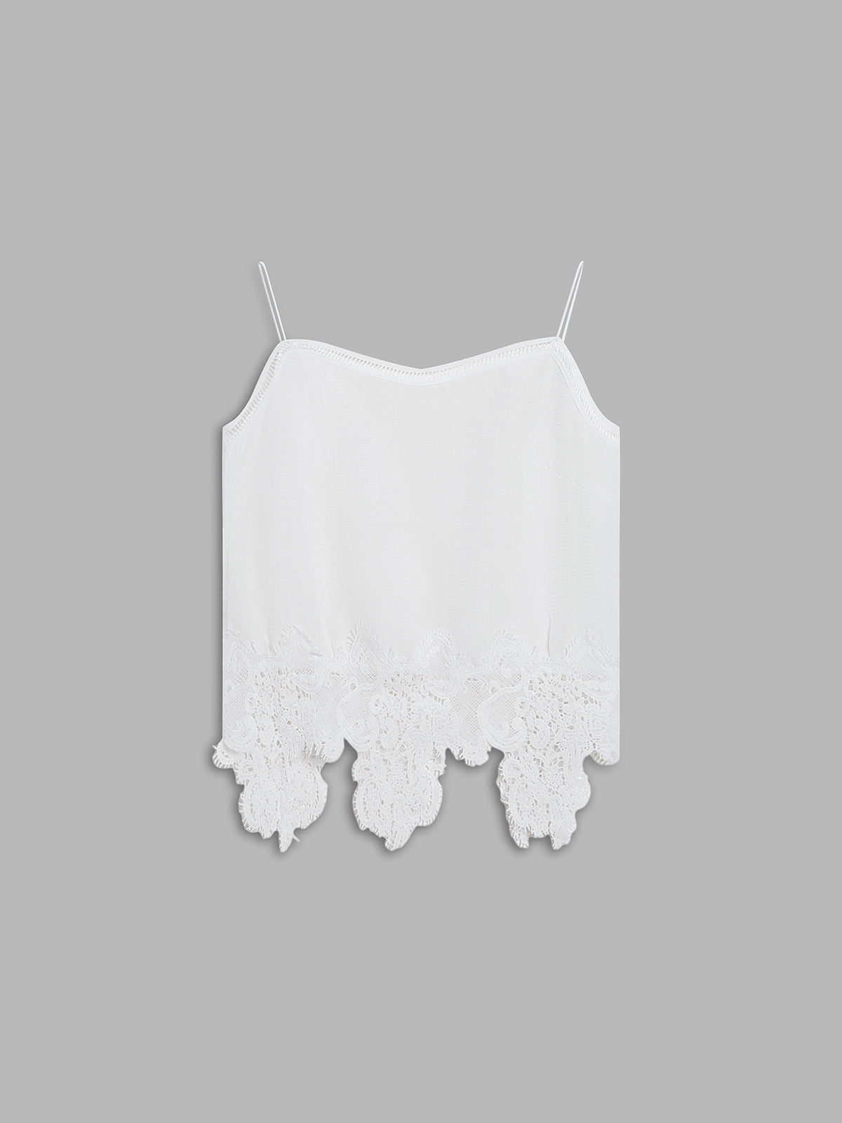 Eyelash Lace Trim Satin Crop Top