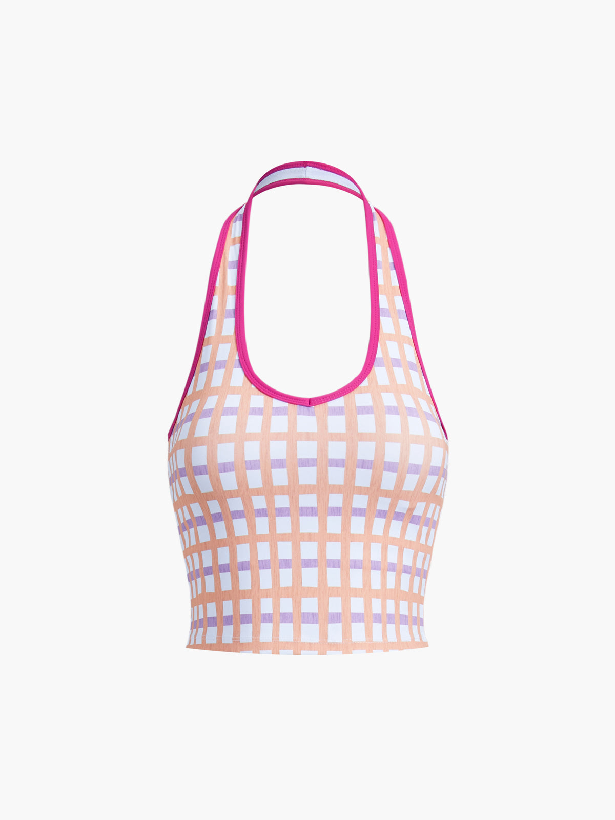 Retro Checkered Halter Crop Top