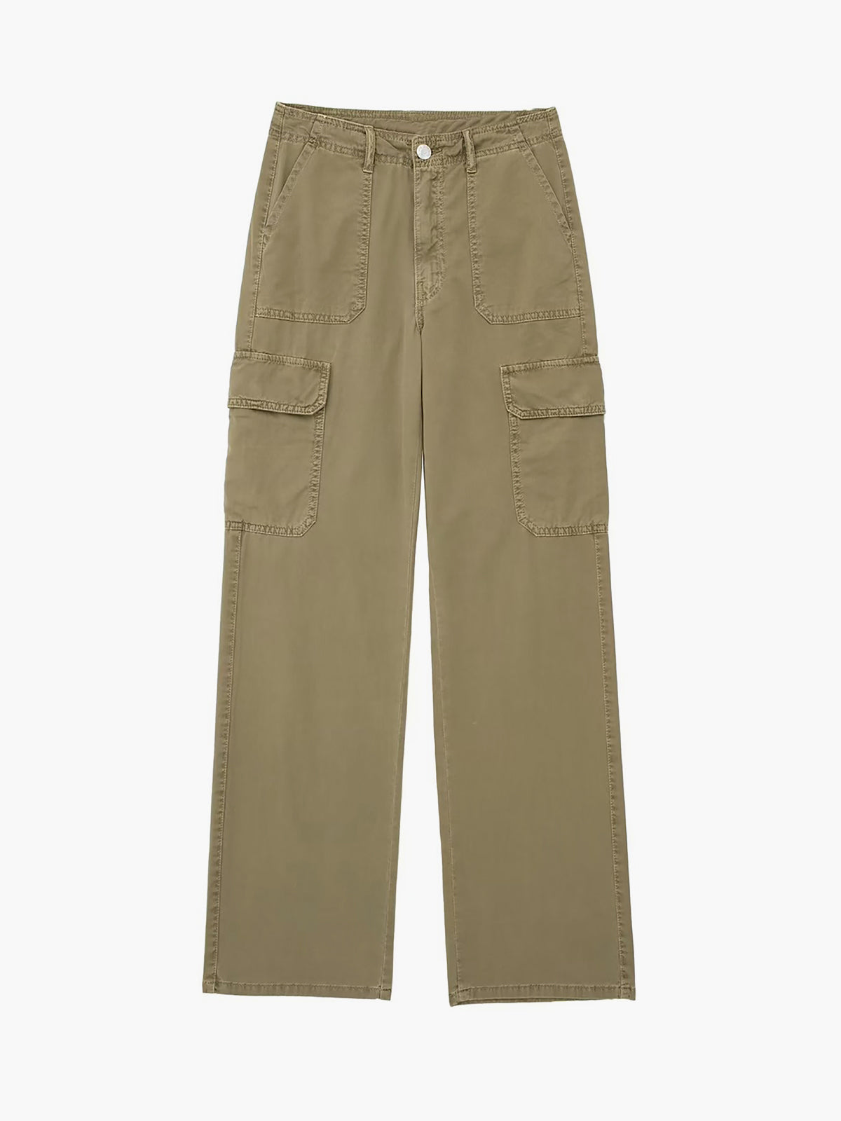 Cargo Buttoned Straight Leg Pants