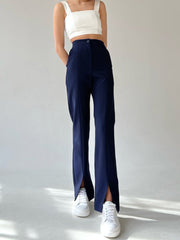 Fitted Straight Leg Slit Pants