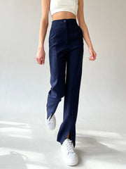 Fitted Straight Leg Slit Pants