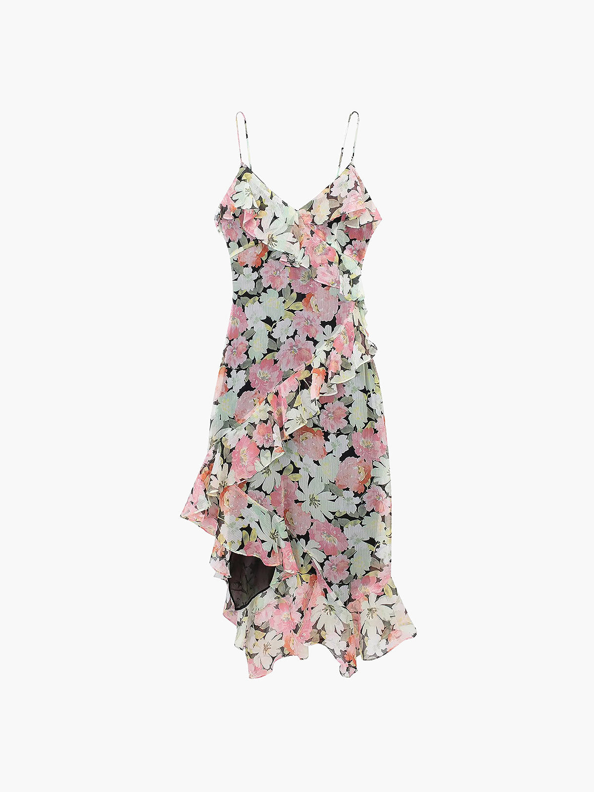 Floral Ruffle Slip Midi Dress