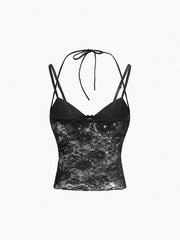 Floral Lace Halter Cami Crop Top