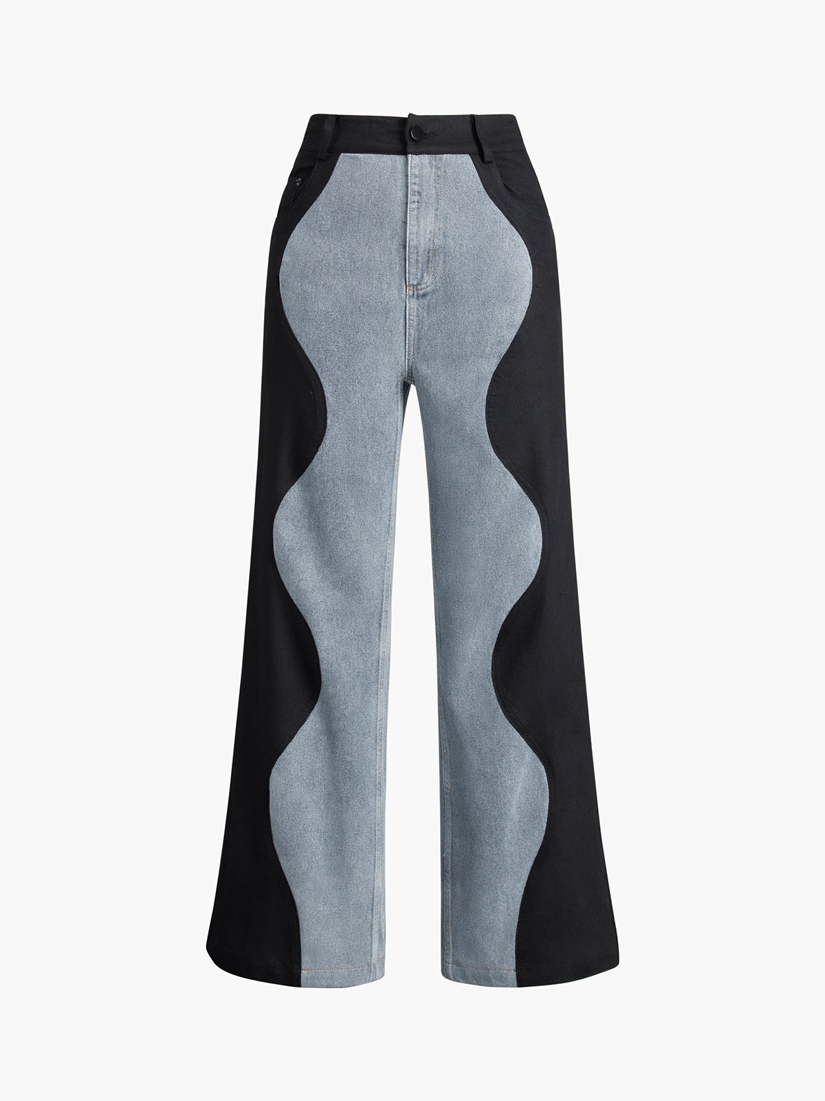 Wavy Patchwork Wide Leg Jeans