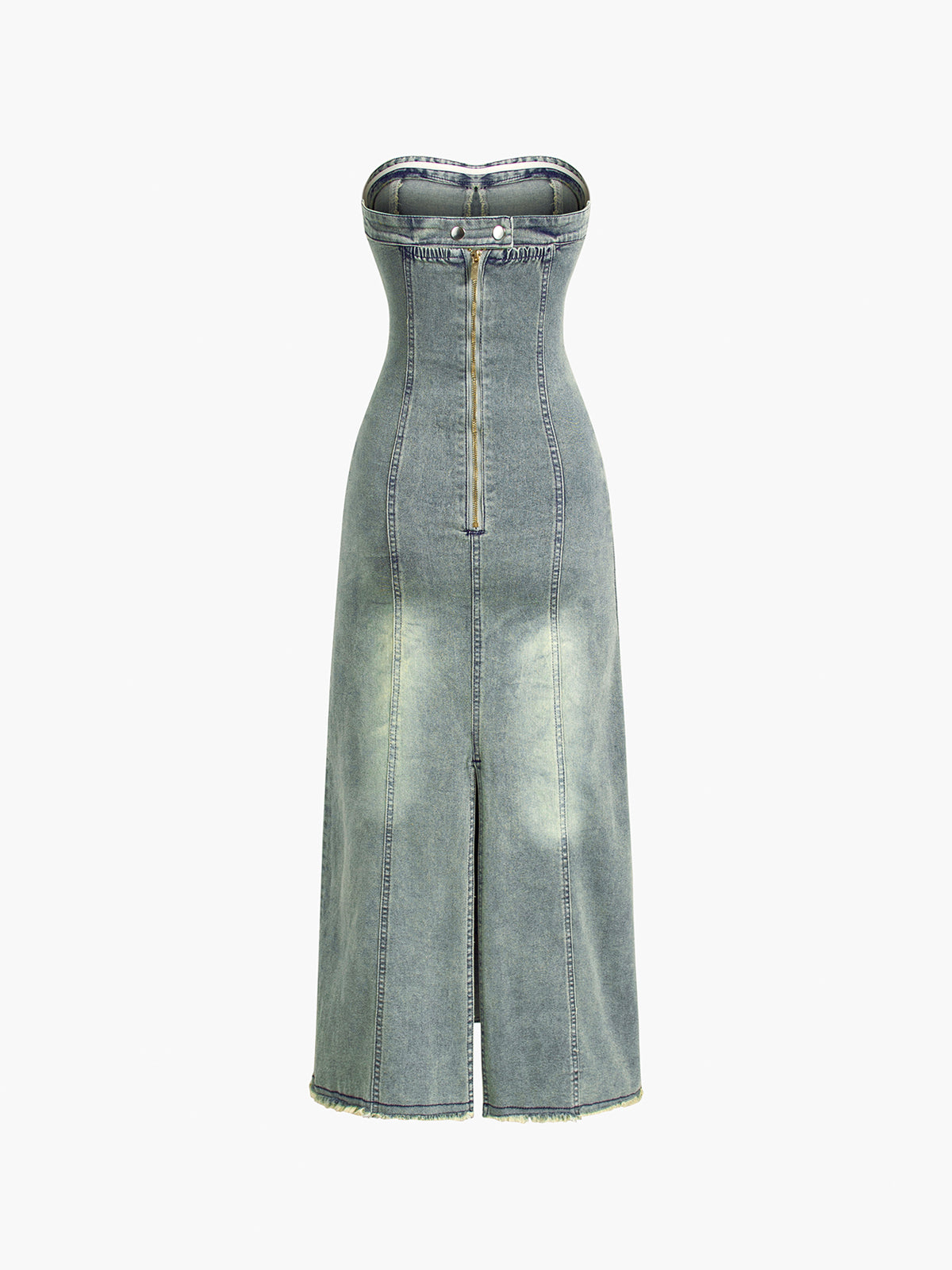 Faded Denim Tube Midi Jean Dress