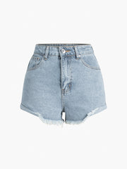 Fringed Denim Shorts