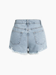 Fringed Denim Shorts