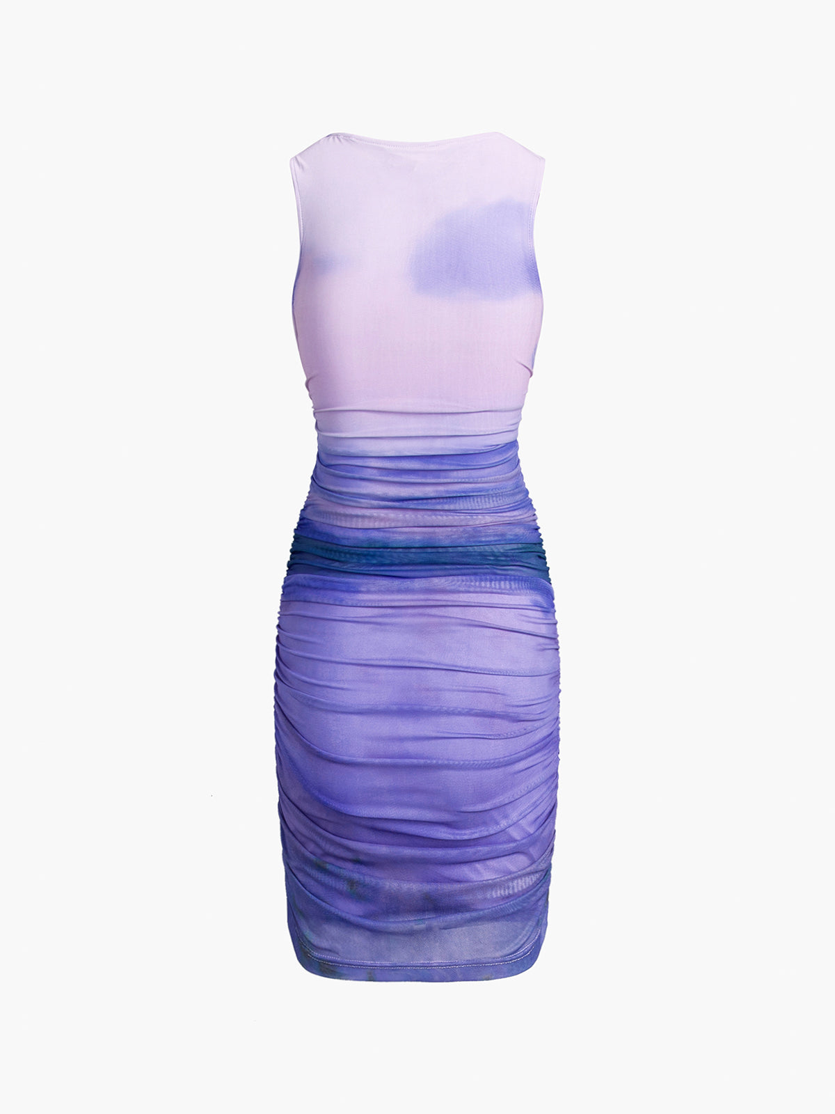 Lavender Lake Mesh Ruched Midi Dress