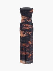 Magma Print Mesh Tube Long Dress