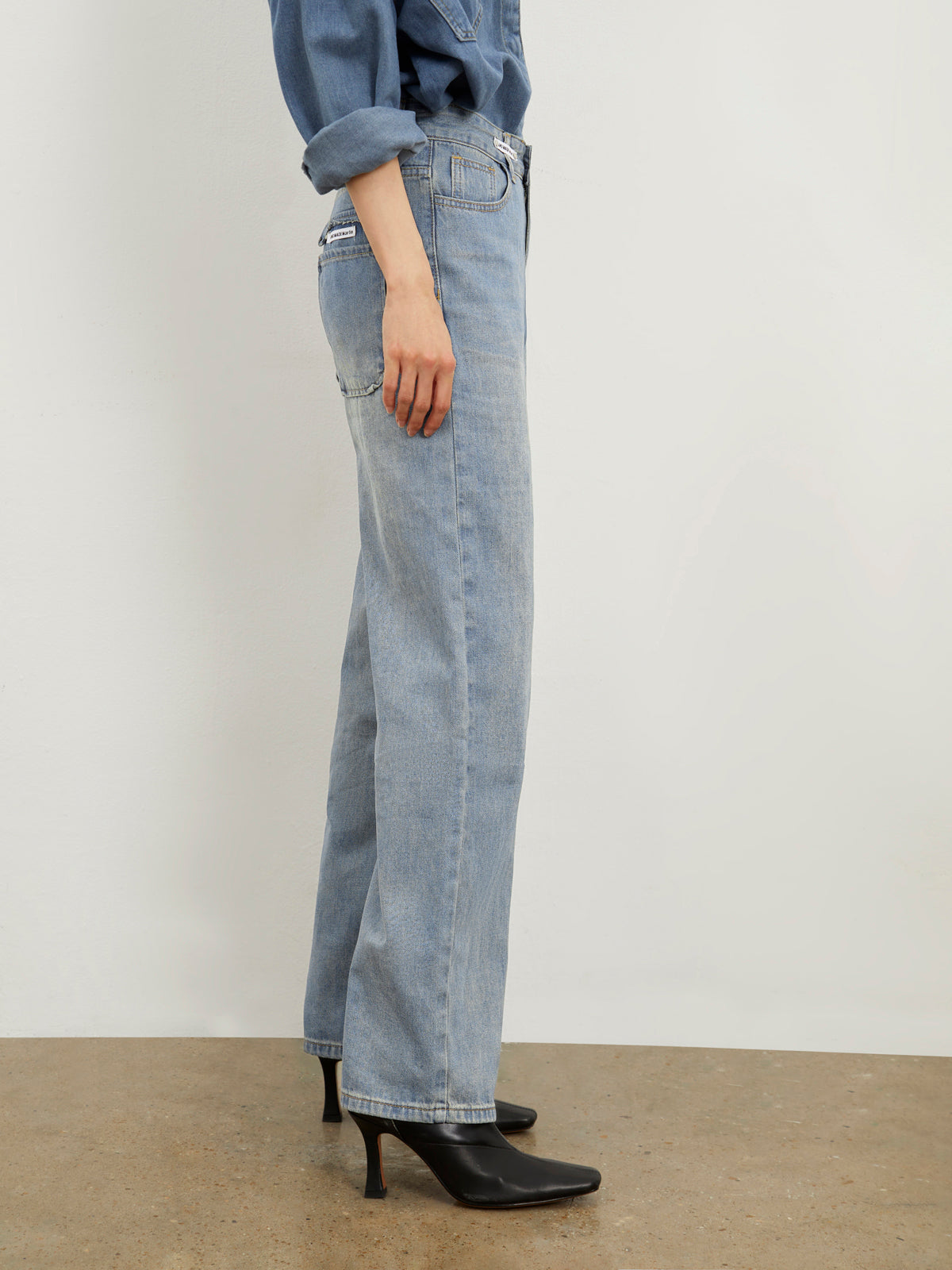 Relaxed Fit Denim Straight Leg Jeans