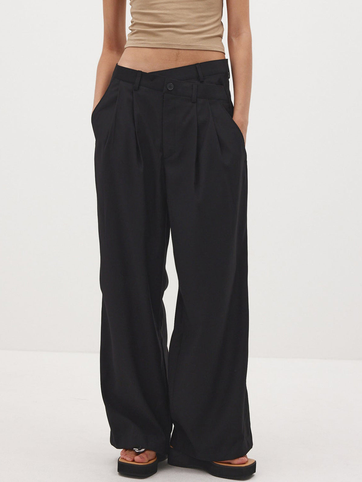 Low Rise Criss Cross Suit Pants