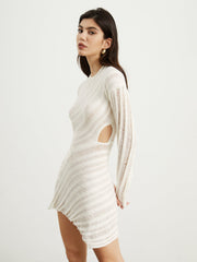 Ladder Knit Textured Short Dress