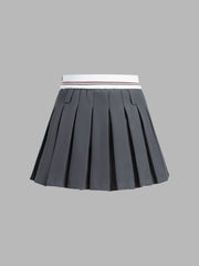 Reversible Waistband Pleat Zippered MIni Skirt