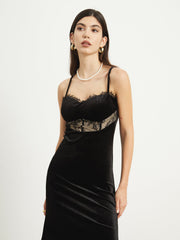 Alden Lace Mesh Velvet Midi Dress