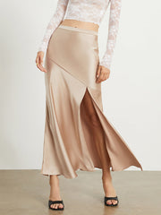 Flowy Slit Satin Maxi Skirt