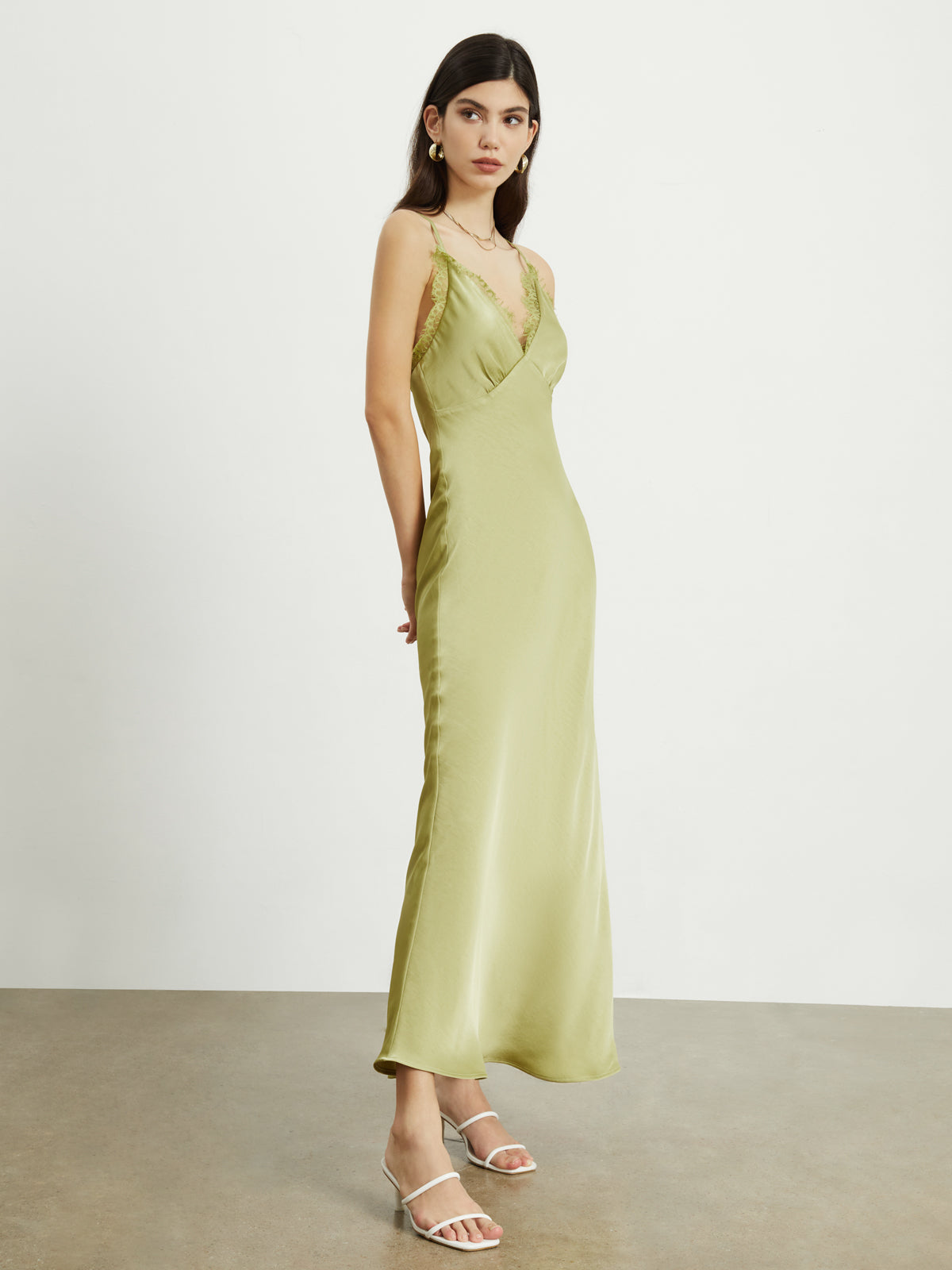 Criss Cross Satin Slip Long Dress