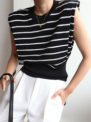 Stripe Cap Sleeve Tank Top