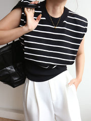 Stripe Cap Sleeve Tank Top