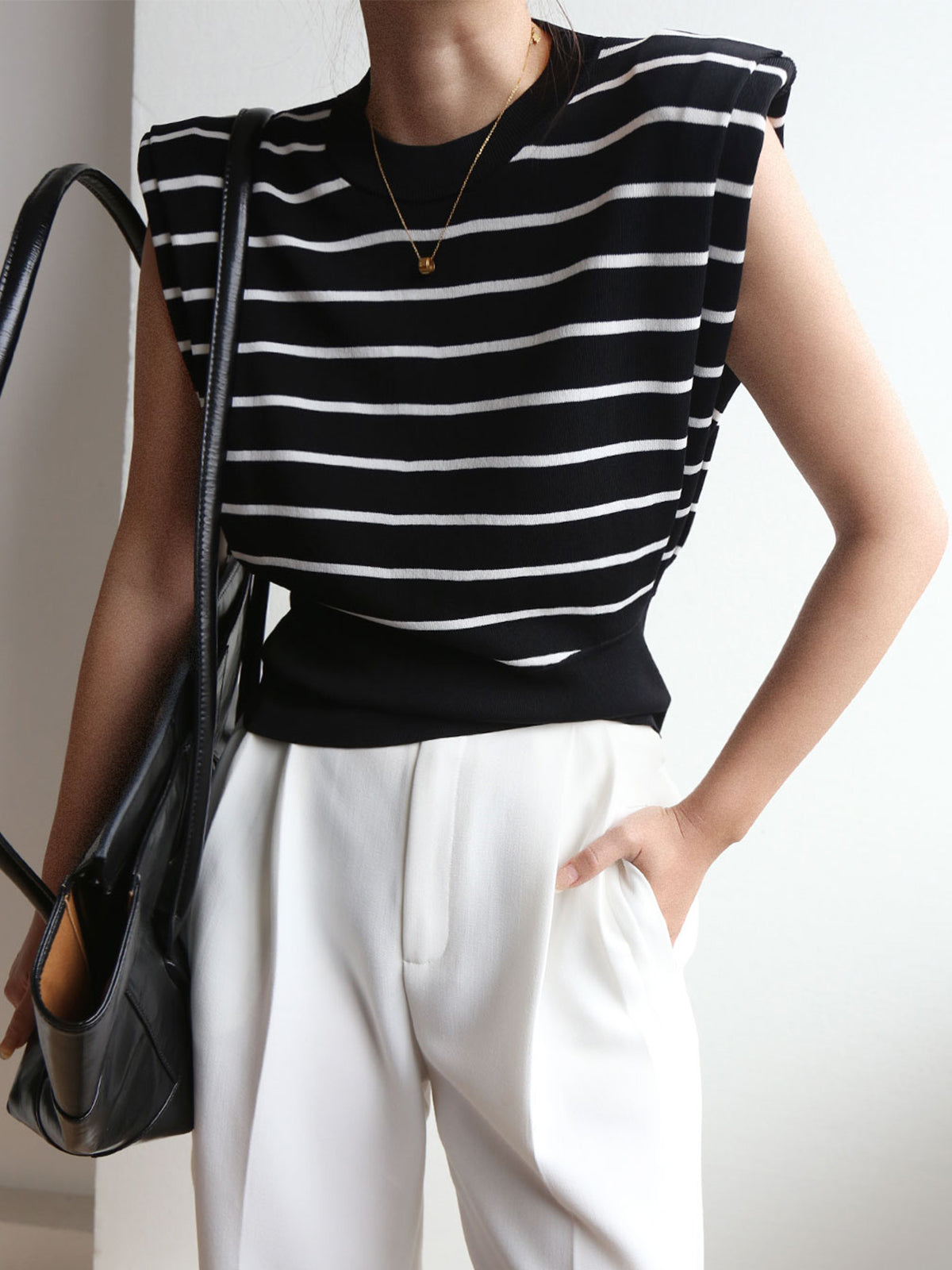 Stripe Cap Sleeve Tank Top