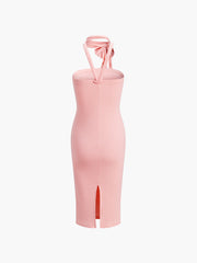 Rosette Bud Halter Midi Dress