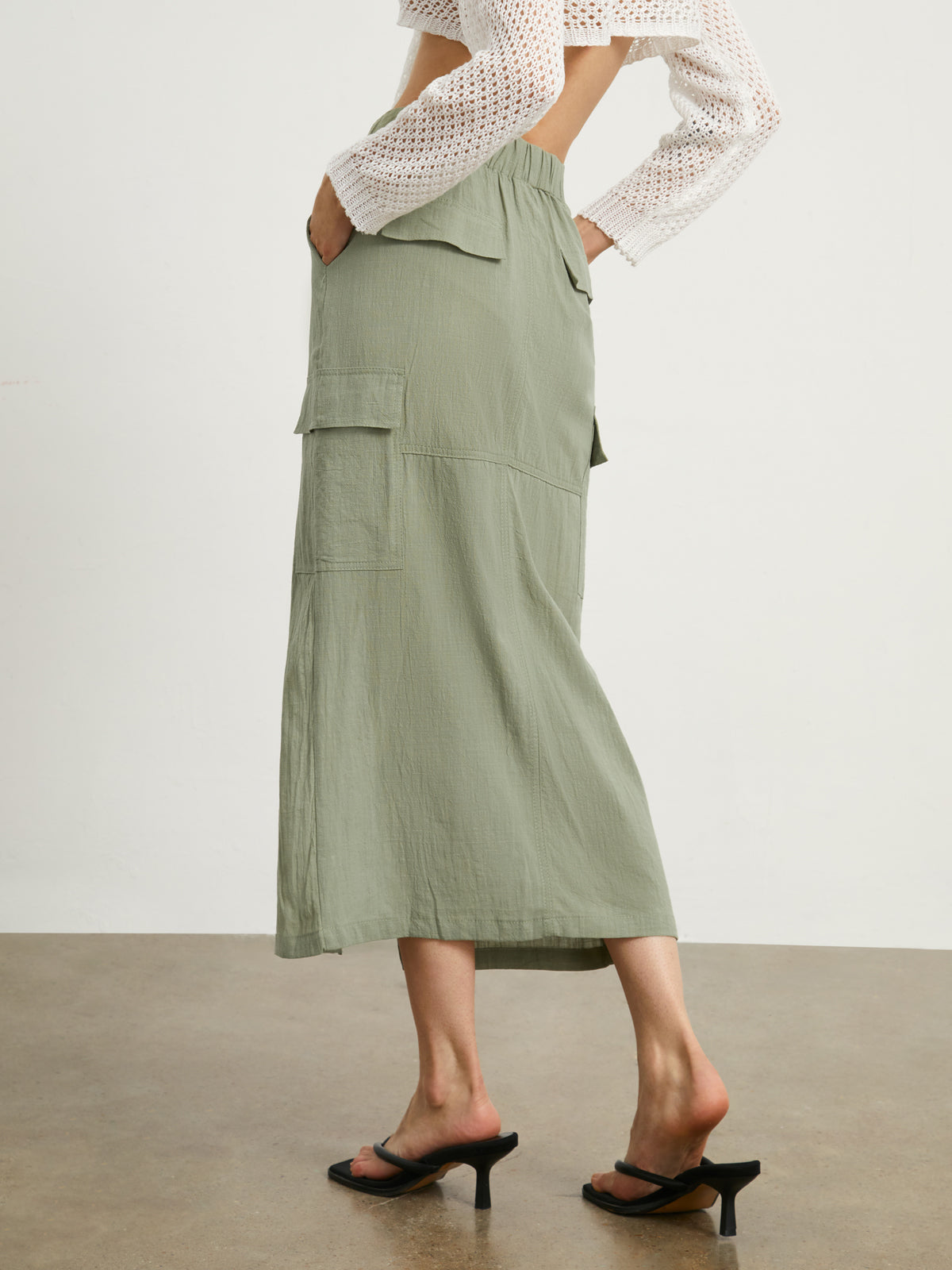 Cotton Cargo Maxi Skirt