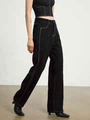 Minimalist Black Denim Straight Leg Jeans