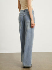 Faded Denim Wide Leg Jeans