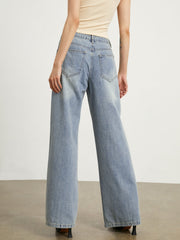 Faded Denim Wide Leg Jeans