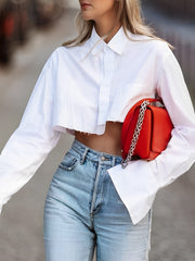 Asymmetrical Cotton Crop Shirt