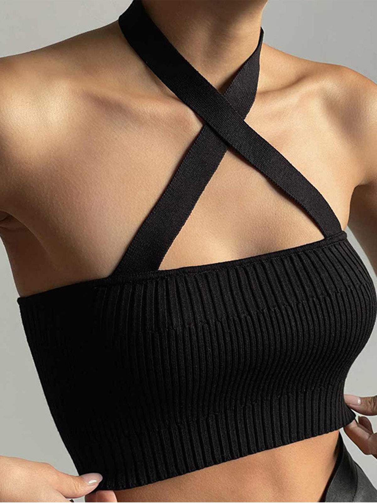 Rib Criss Cross Crop Top