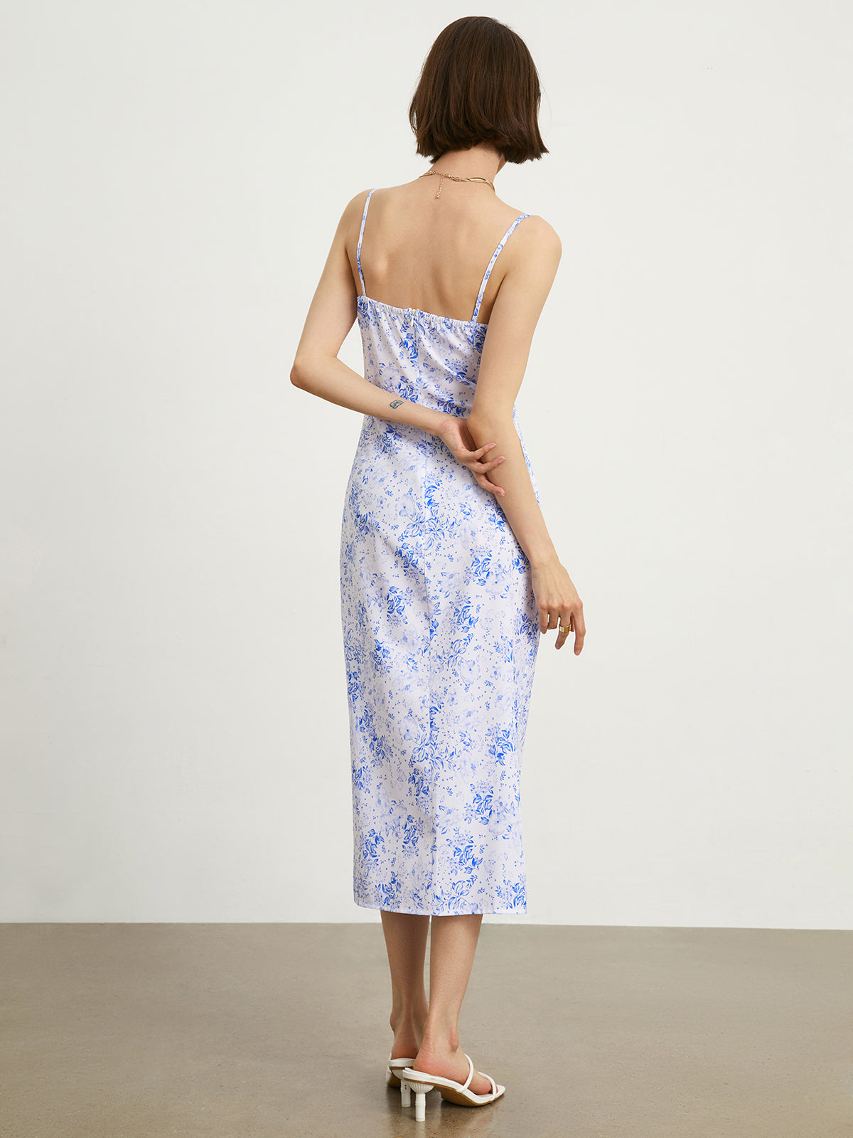 Rosalia Floral Slip Slit Midi Dress