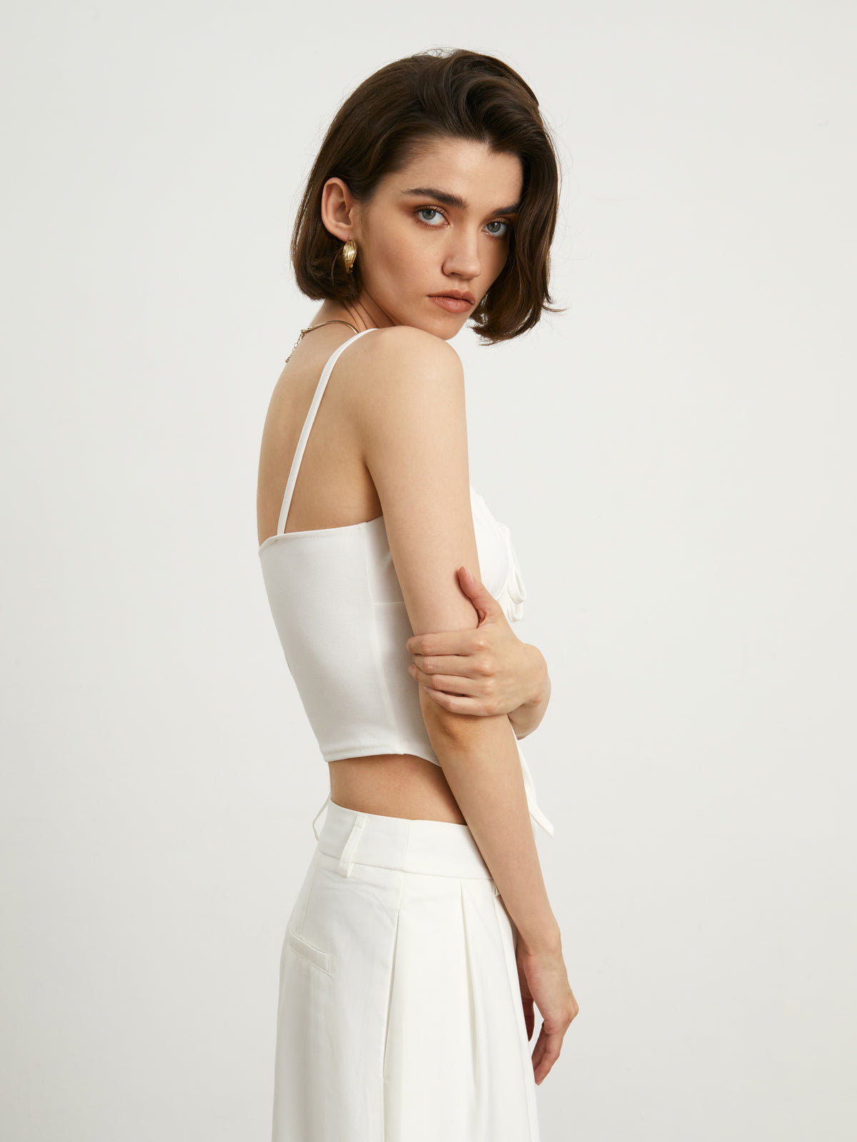 Ruched Drawstring Handkerchief Cami Top