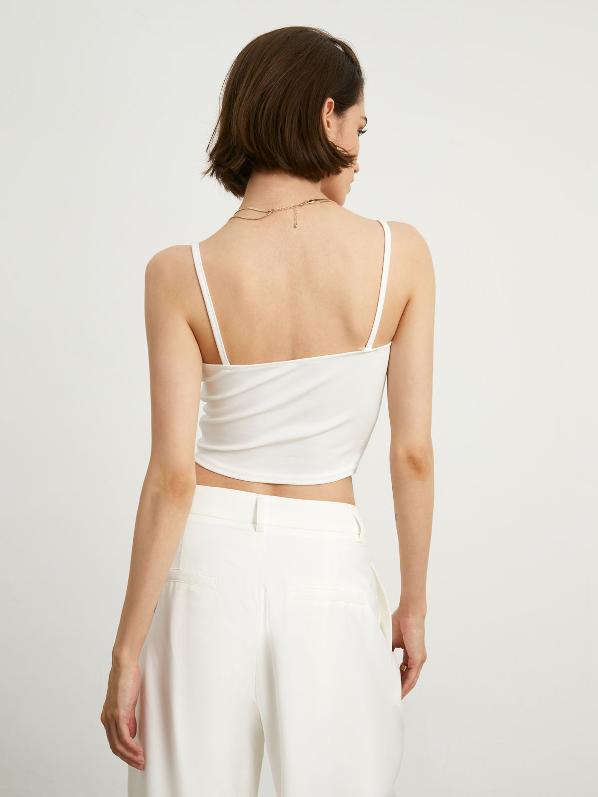 Ruched Drawstring Handkerchief Cami Top