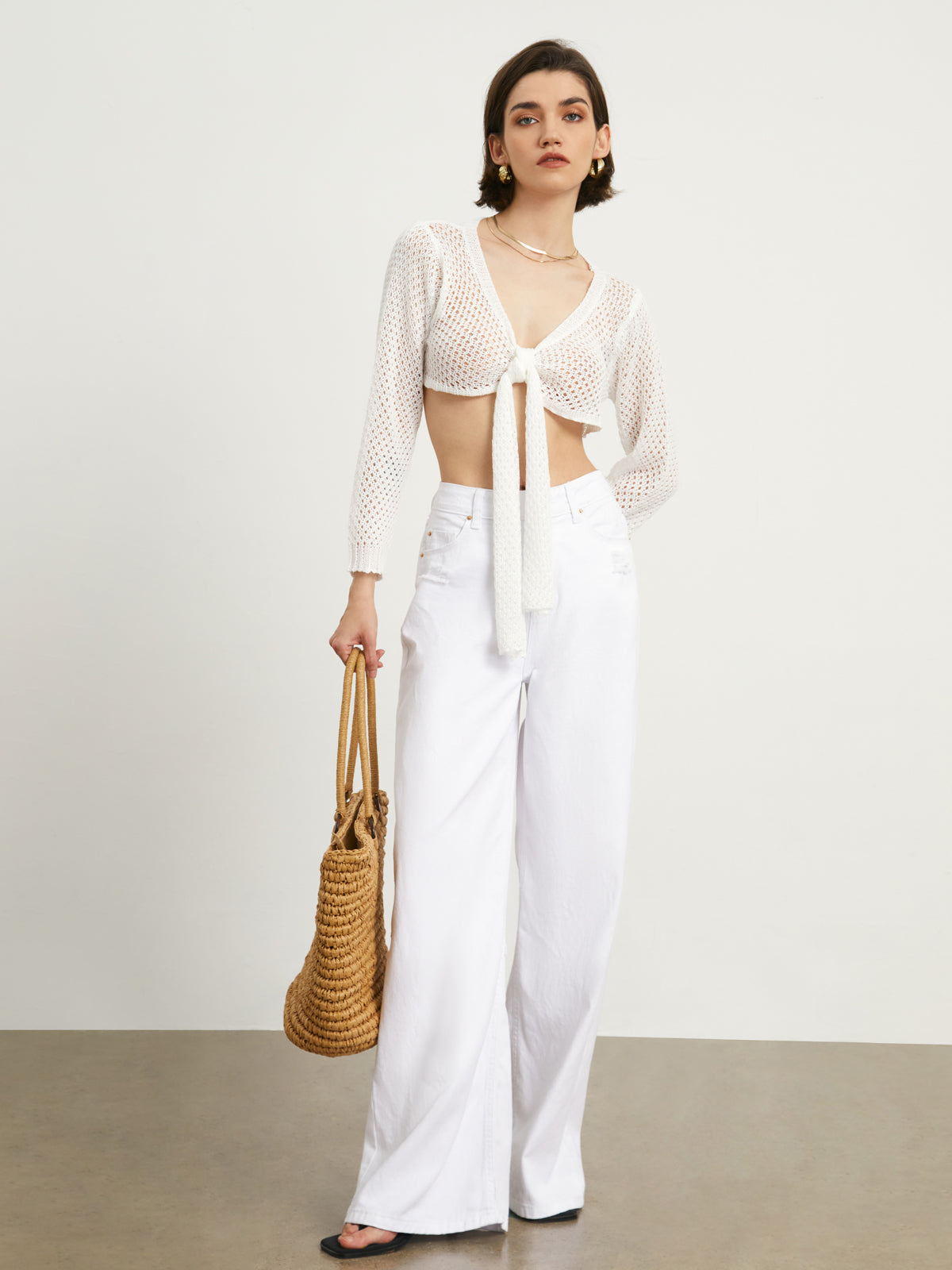 Soho White Denim Wide Leg Jeans