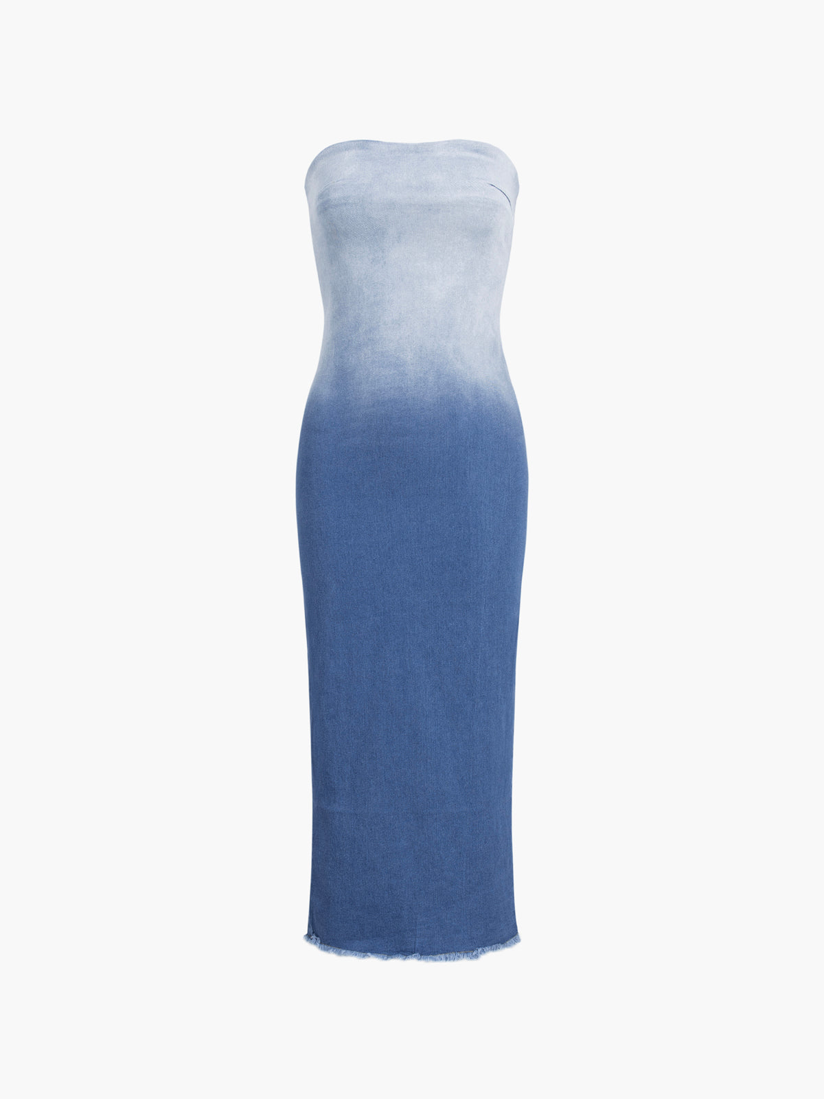 Tie Dye Denim Tube Midi Dress