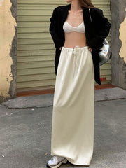 Drawstring Satin Maxi Skirt