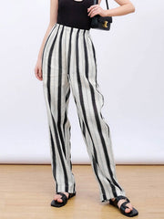 Striped Linen Cropped Wide Leg Pants