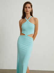 Halter Waist Cutout Long Dress