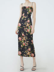 Floral Slip Slit Long Dress