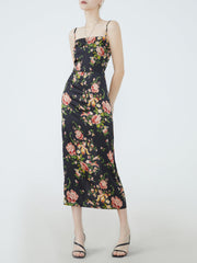 Floral Slip Slit Long Dress