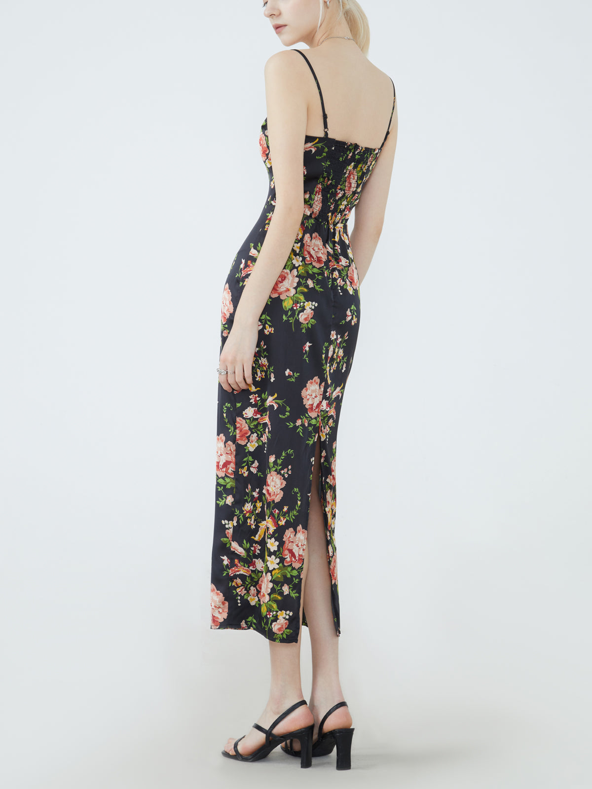 Floral Slip Slit Long Dress