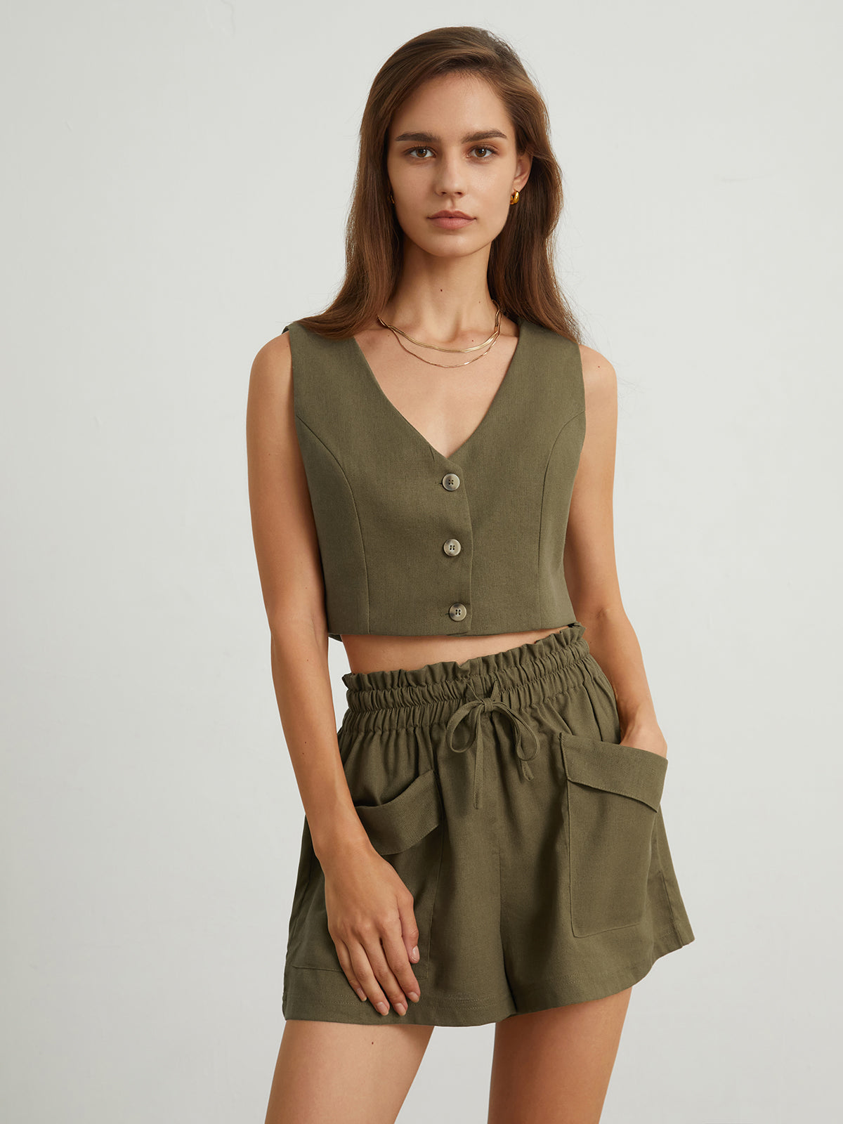 Azores Button Down Crop Vest