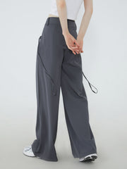 Oblique Waistband Wide Leg Pants